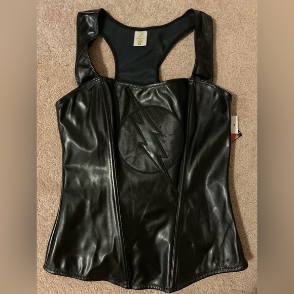 NWT Halloween Costume Wundergirl/Flash Zoom Faux Leather Fitted Corset/Superhero - Picture 4 of 16